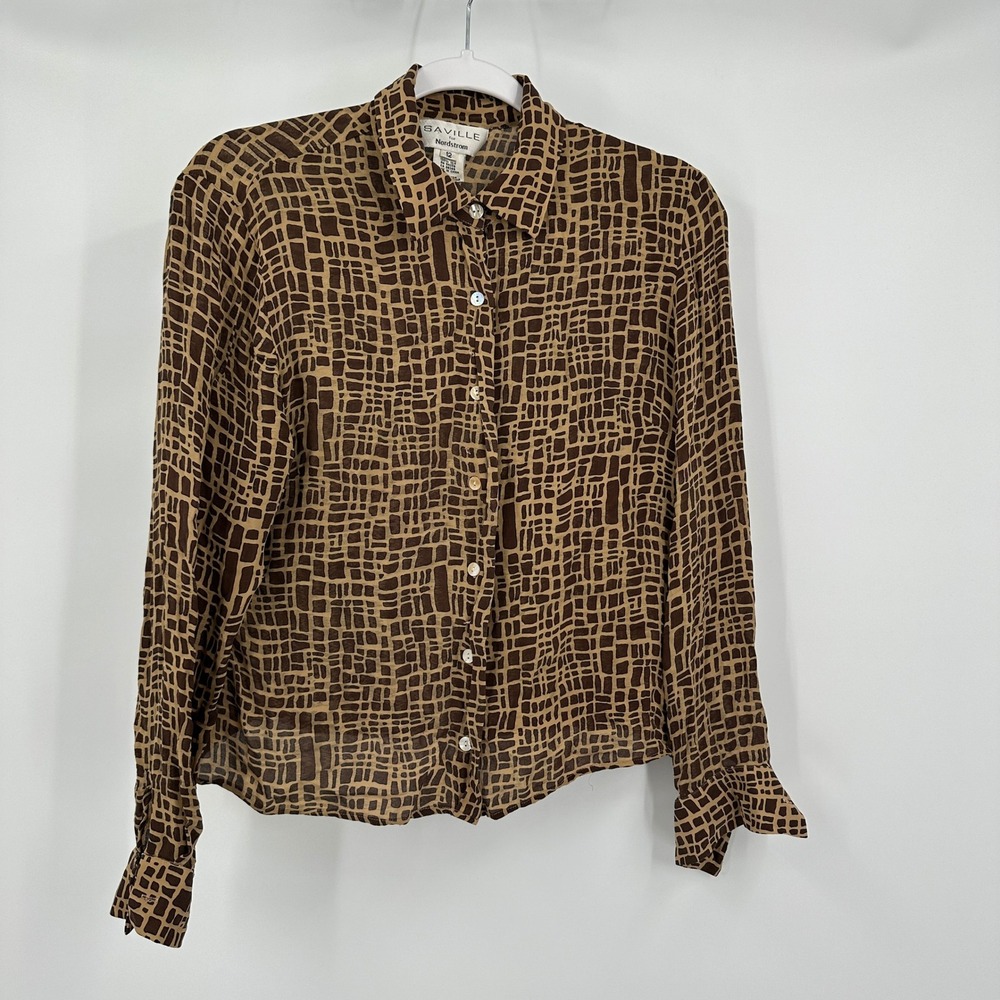 Saville for Nordstrom Womens Minimalist Silk Button Top Sz 12 Elevated Luxe Chic